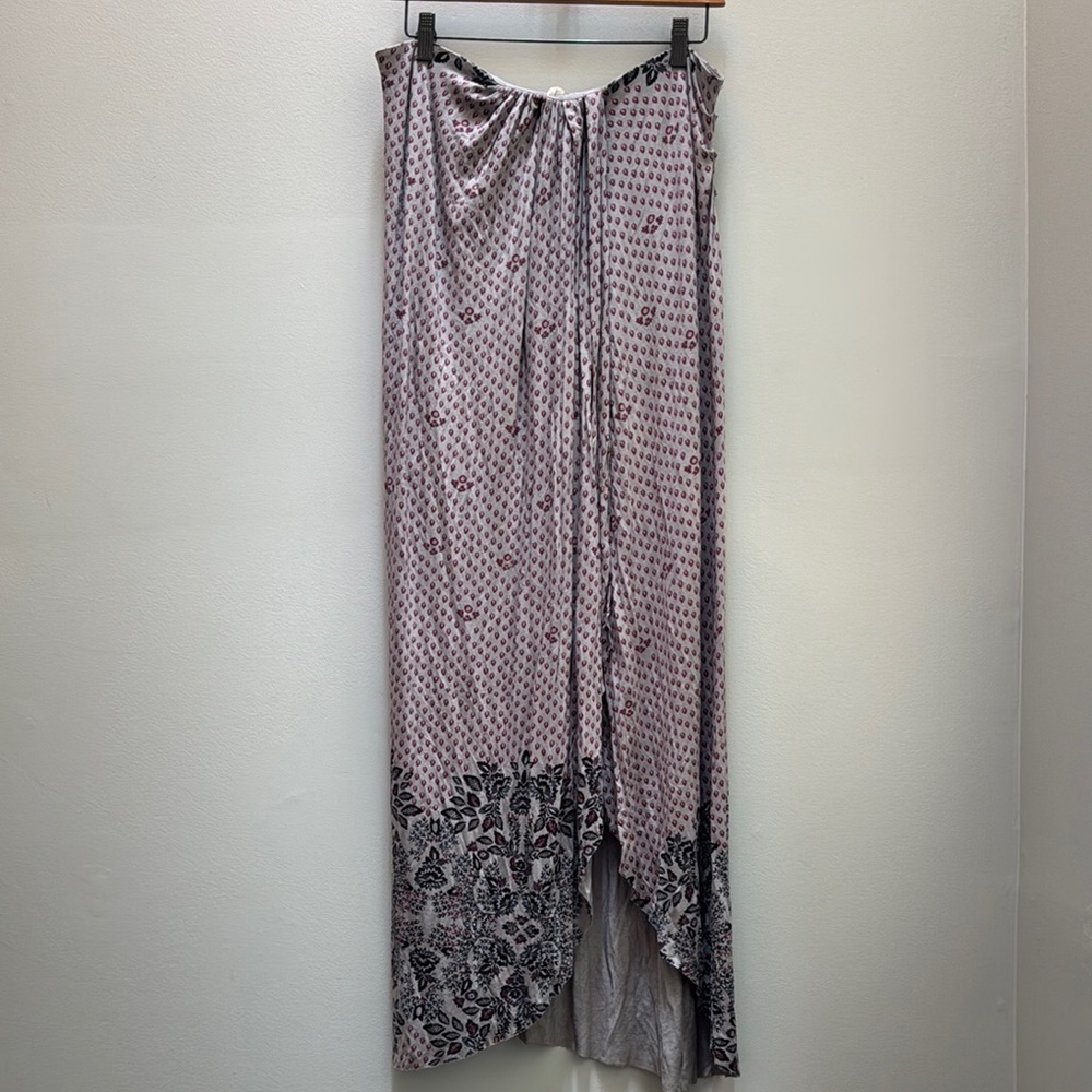 Free People Dusty Mauve Boho Floral Border Maxi Skirt